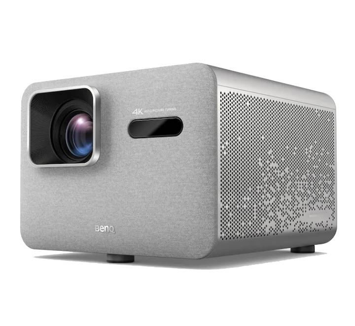 BenQ TK705i projector displaying sharp 4K content in a bright living room setup