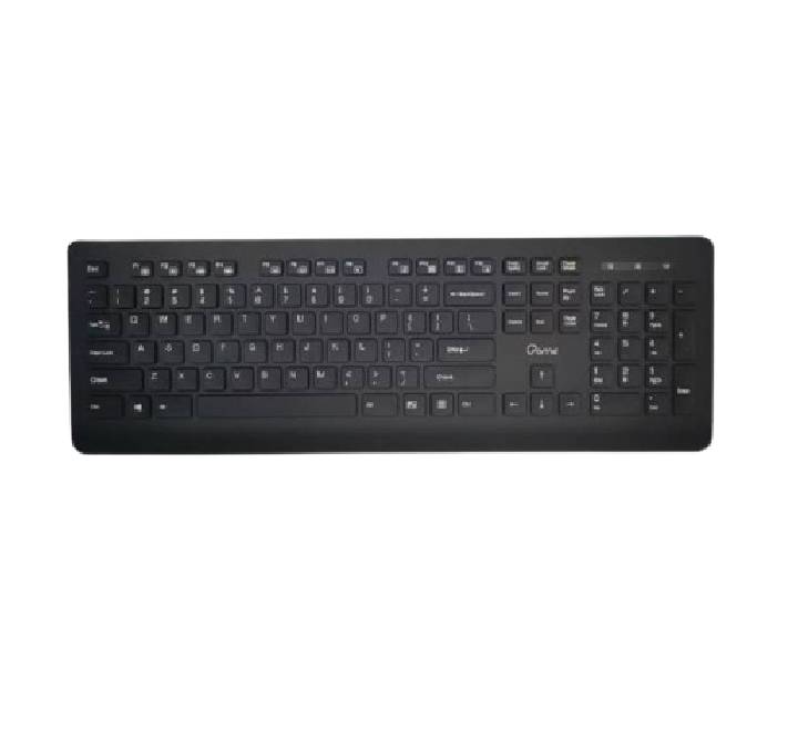 Crome CK191G wireless office keyboard in black color, main front angle view.
