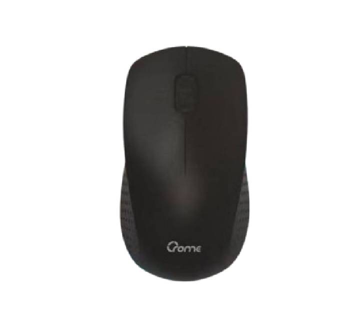 Crome CM139G wireless optical mouse in matte black, profile side view layout.