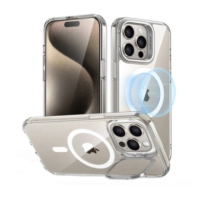 ESR Classic Hybrid Case With Stash Stand (HaloLock) iPhone 15 Pro Max (Clear)