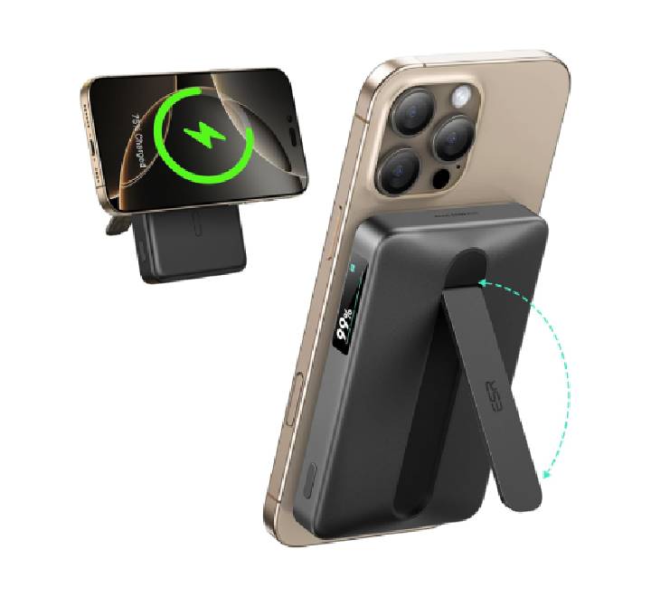 ESR Qi2 MagSlim Kickstand Power Bank 10000 mAh Black