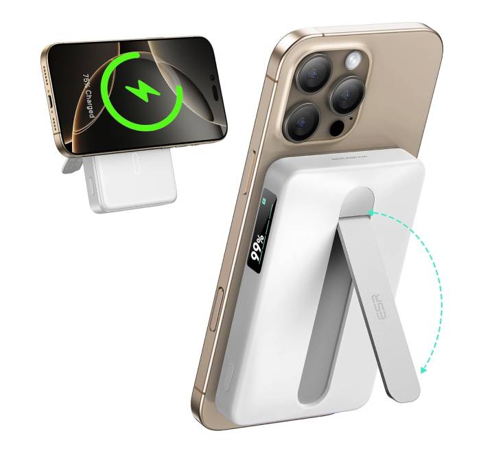 ESR Qi2 MagSlim Kickstand Power Bank 10000 mAh White