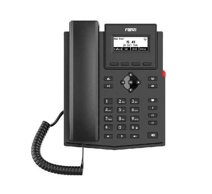 Fanvil X301P entry-level IP phone display screen and keypad, original business VoIP phone available in Myanmar.