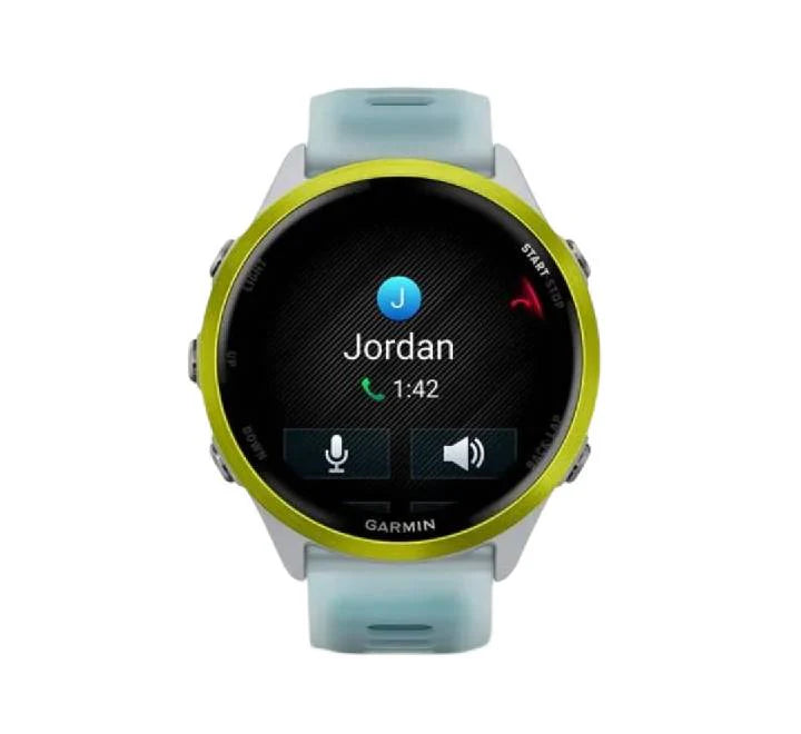 Garmin Forerunner 570 AMOLED 47mm smartwatch in Graphite with stainless steel bezel.