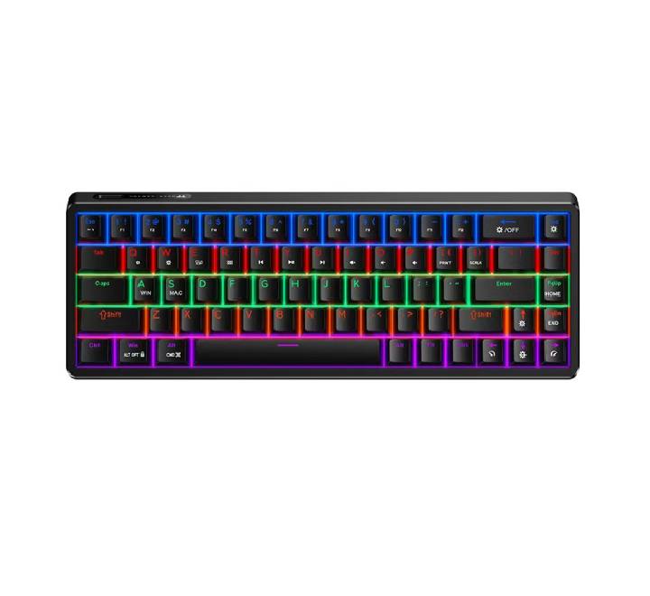 Hoco GM703 Rico RGB mechanical gaming keyboard English version showing full layout with dynamic multi-color backlighting.
