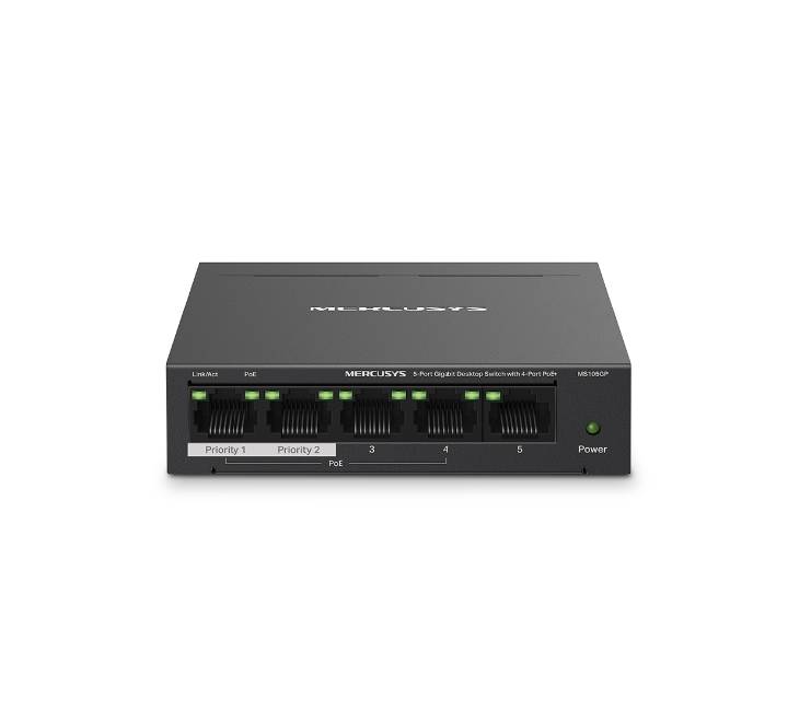 MERCUSYS 5-Port Gigabit Desktop Switch with 4-Port PoE+ (MS105GP)