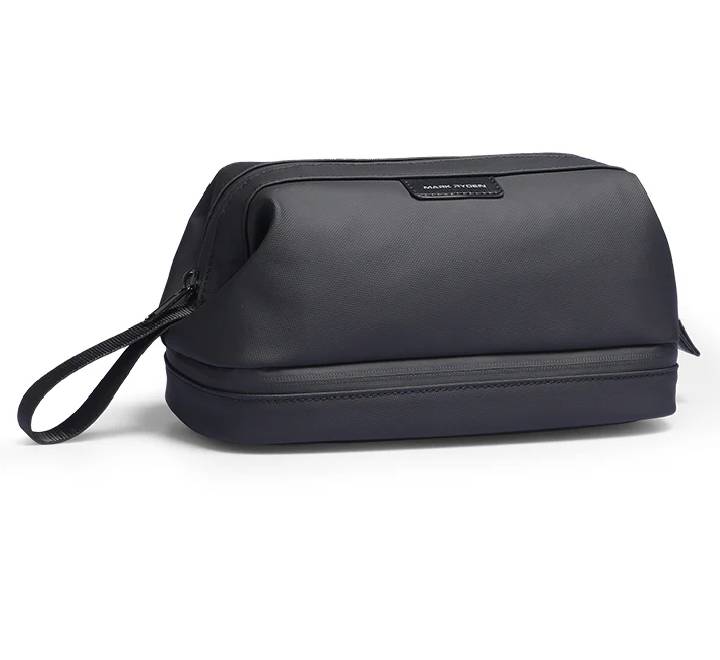 Matte black Mark Ryden MR264 SwitchStorage V travel toiletry bag showing its sleek premium profile on a clean counter in Myanmar.