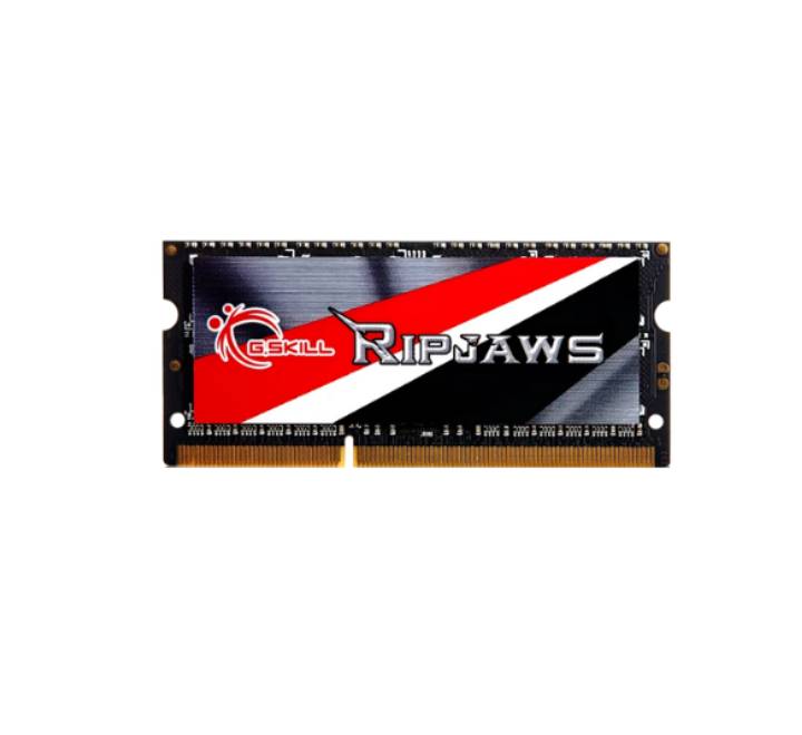 G.Skill 4GB DDR3L 1600MHz laptop RAM module (F3-1600C11S-4GRSL) showing the green circuit board and 1.35V specifications label.