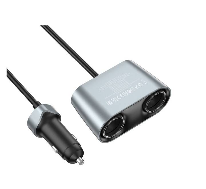 Hoco Z51 Establisher 147W(2C3A) 2-in-1 cigarette lighter car charger (Metal Gray)