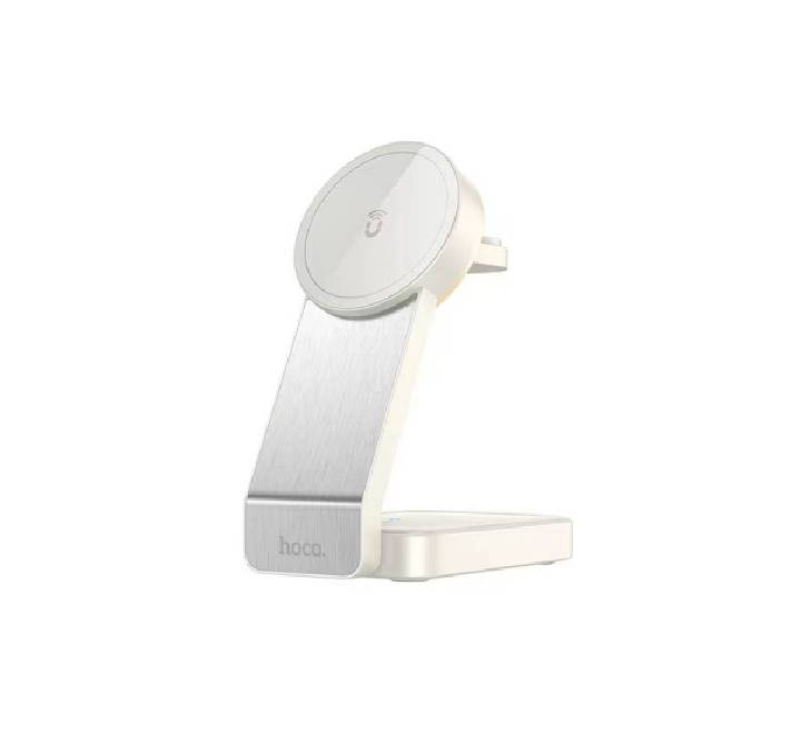 Hoco CQ3 Motorcycle folding 3-in-1 magnetic wireless fast charger (Milky White)