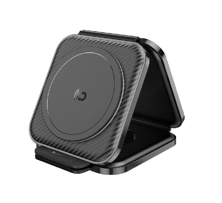 Hoco CQ4 Unique 3-in-1 folding magnetic wireless fast charger (Black)