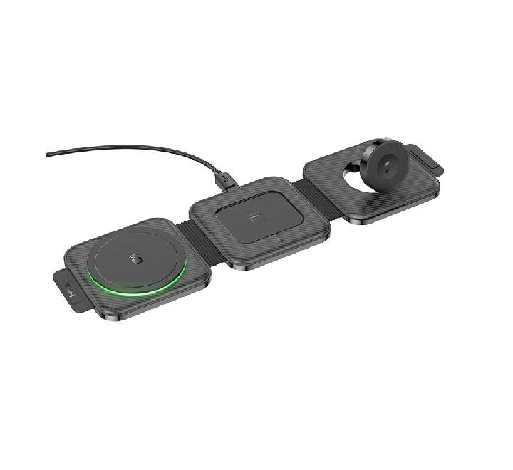 Hoco CQ4 Unique 3-in-1 folding magnetic wireless fast charger (Black)