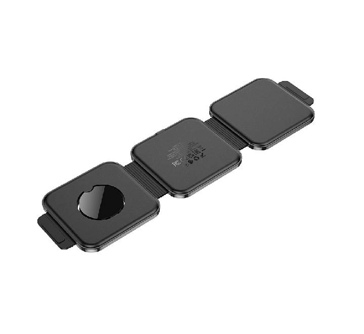 Hoco CQ4 Unique 3-in-1 folding magnetic wireless fast charger (Black)