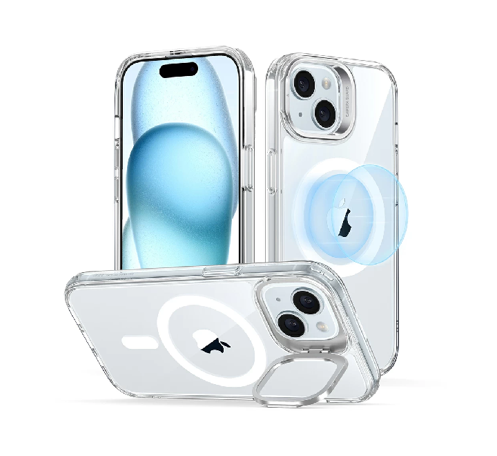 ESR Classic Hybrid Case With Stash Stand (HaloLock) iPhone 15 Plus (Clear)