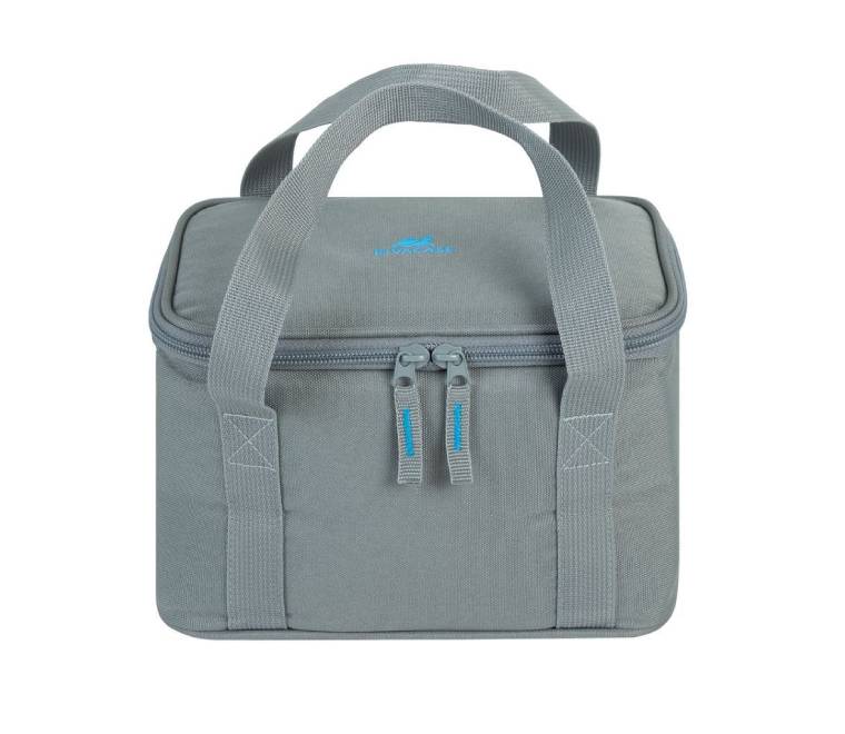 Rivacase 5717 Gremio 17L insulated thermal cooler bag in light grey color, standing upright showing the leakproof exterior.