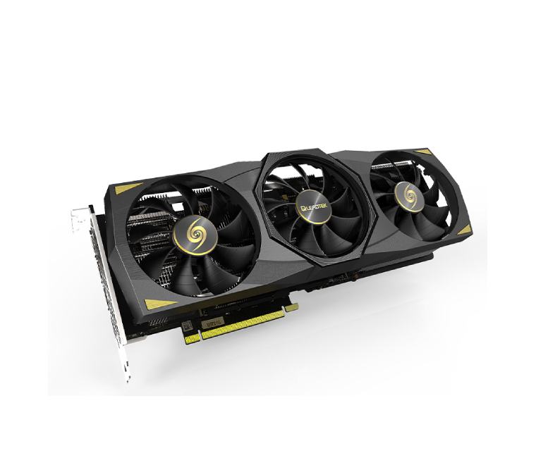 Leadtek WinFast RTX 3080 Ti Hurricane 12G graphics card in premium charcoal black with triple cooling fans.