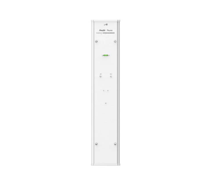 Rear panel profile view of white Ruijie RG-ANT20S-90 sector antenna highlighting standard AirMetro550G-B base station snap-in mount slot.