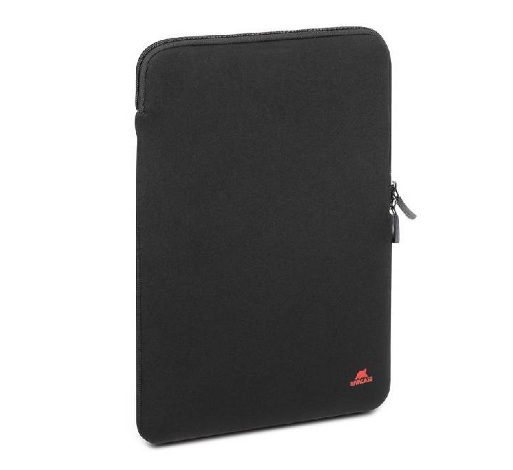 Rivacase 5223 Anti-Shock 13.3 to 14-inch vertical laptop sleeve in sleek black, main front view.