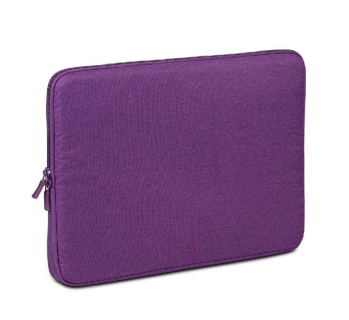 Rivacase 7705 Suzuka ECO 15.6 inch laptop sleeve in Violet, front view displaying the modern eco-conscious fabric texture.