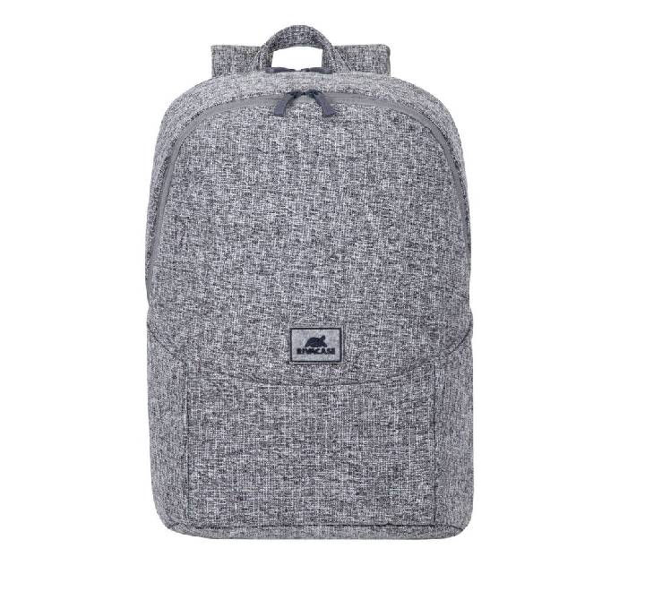 Rivacase 7962 Anvik 15.6 inch laptop backpack in light grey tweed fabric for urban commuters.