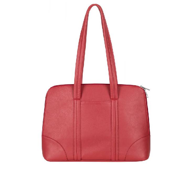 Rivacase 8992 Orly ladies laptop bag in Red, premium water-resistant PU leather exterior front view with extended shoulder straps.