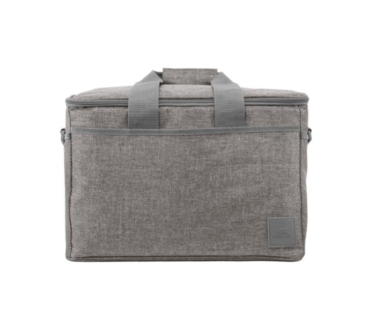 Rivacase Torngat 5726 large 23L insulated thermal cooler bag in light space grey melange color, showing the water-repellent polyester shell.