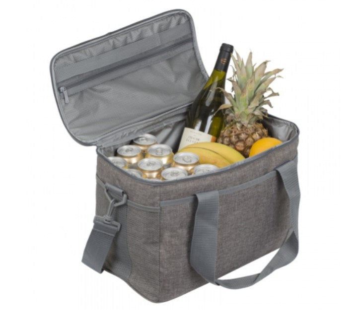 The 23-liter Rivacase Torngat 5726 insulated travel bag shown completely folded flat to highlight its compact storage system for easy car transport.