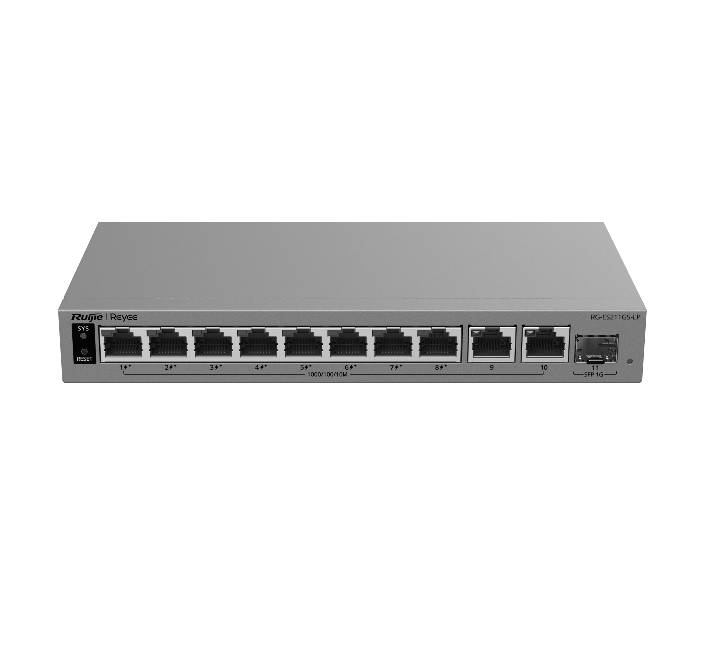 Ruijie Reyee RG-ES211GS-LP 11 port gigabit smart cloud managed PoE switch front view