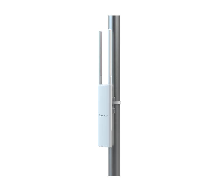 Reyee RG-RAP52-OD outdoor access point mounted on a wall, highlighting its IP65 monsoon-proof casing for Yangon and Mandalay climates.