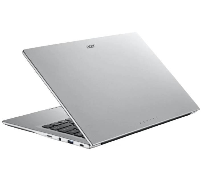 Acer Aspire Lite 14 displaying a bright Full HD screen while resting on a wooden desk setup