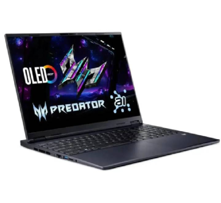 Side profile and USB/Thunderbolt port layouts of the Acer Predator Helios Neo 16S laptop.
