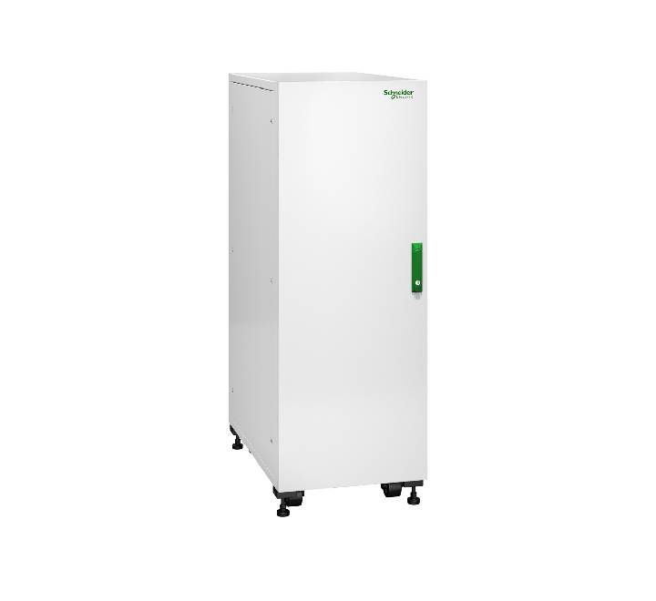 Interior view showing the 6x unpopulated battery-free slots of the APC Easy UPS 3S cabinet.