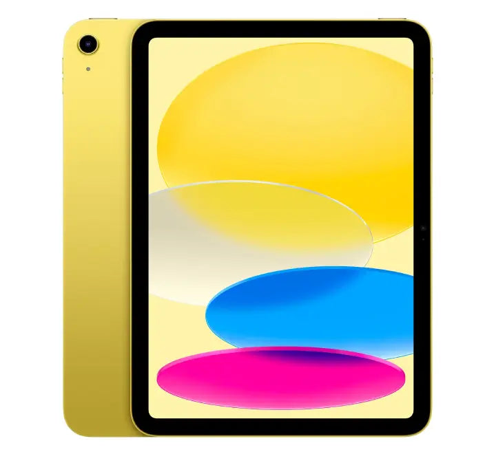 Apple iPad 11th Gen 2025 in Yellow showing front camera with Center Stage feature