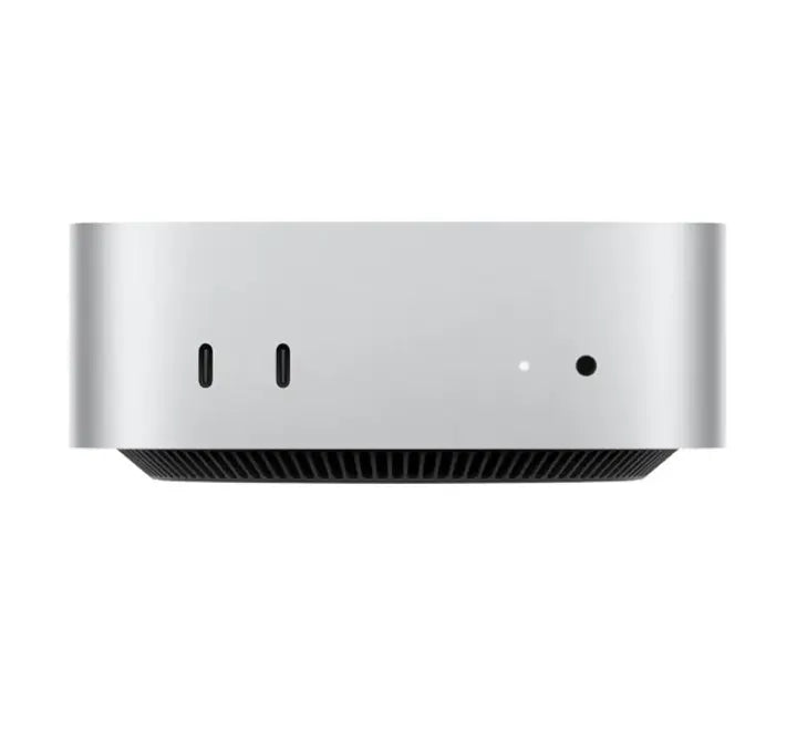 Rear view of the Apple M6 Mac Mini showing Thunderbolt 4 ports, HDMI connection, and Ethernet port.