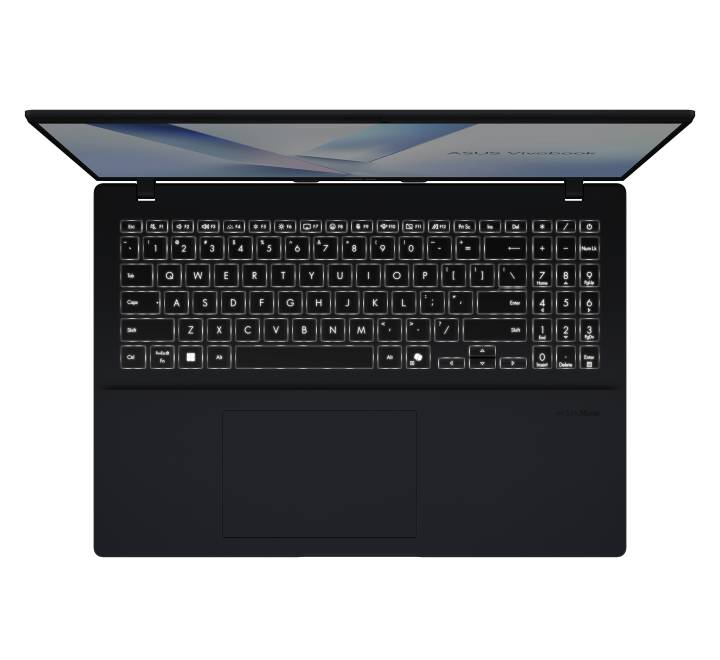 Side view profile of the slim ASUS Vivobook 16 showing USB-C, HDMI ports, and the 180-degree lay-flat hinge design.