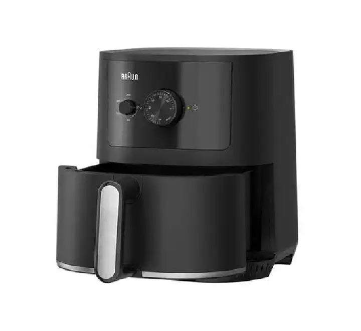 The open 4.3-liter non-stick coated crisping drawer of the Braun MultiFry 3 air fryer