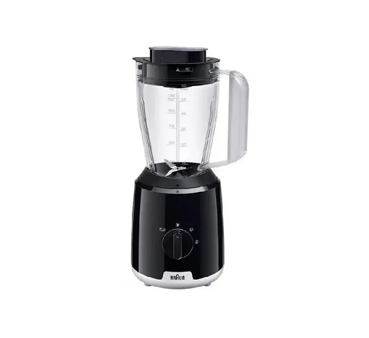 Braun PowerBlend 1 Jug Blender JB 1000BK in matte black featuring its unique triangular blending jug