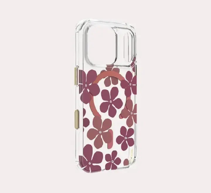 Coehl Mila MagSafe Case in Crimson Bloom with floral sparkle back design for iPhone 18 Pro