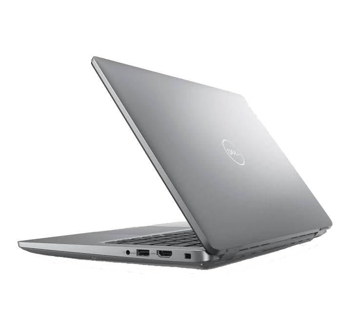 Side profile of Dell Latitude 5450 laptop highlighting the dual Thunderbolt 4 USB-C ports, HDMI, and slim enterprise design.
