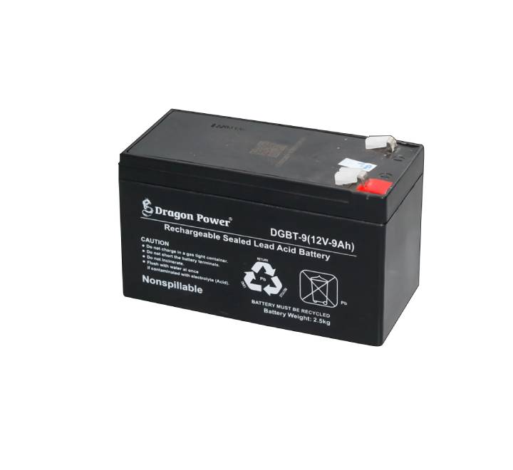 Dragon Power 12V 9Ah sealed lead acid UPS backup battery front view
