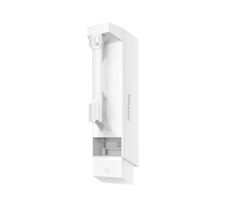 Diagram showing the TP-Link Omada EAP100-Bridge connecting outdoor IP security cameras over a long-range wireless link.