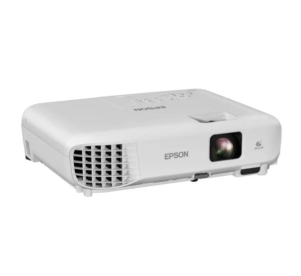 Epson EB-E12 projector angled view highlighting compact design for office use
