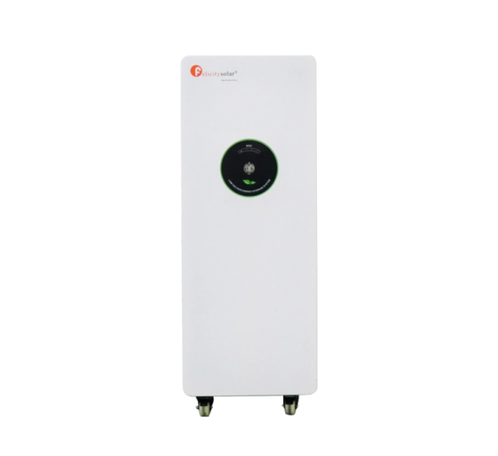 Front view of Felicity LPBF 48V 300Ah 15.36kWh LiFePO4 battery module for solar storage.
