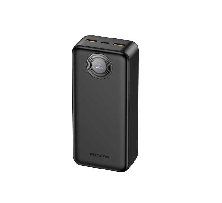 Foneng PX103 30000mAh 22.5W Fast Charging Power Bank in Black showing LCD display