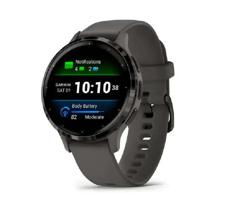 Close-up of Garmin Venu 3S interface showing the advanced Sleep Coach and Body Battery energy monitoring features.