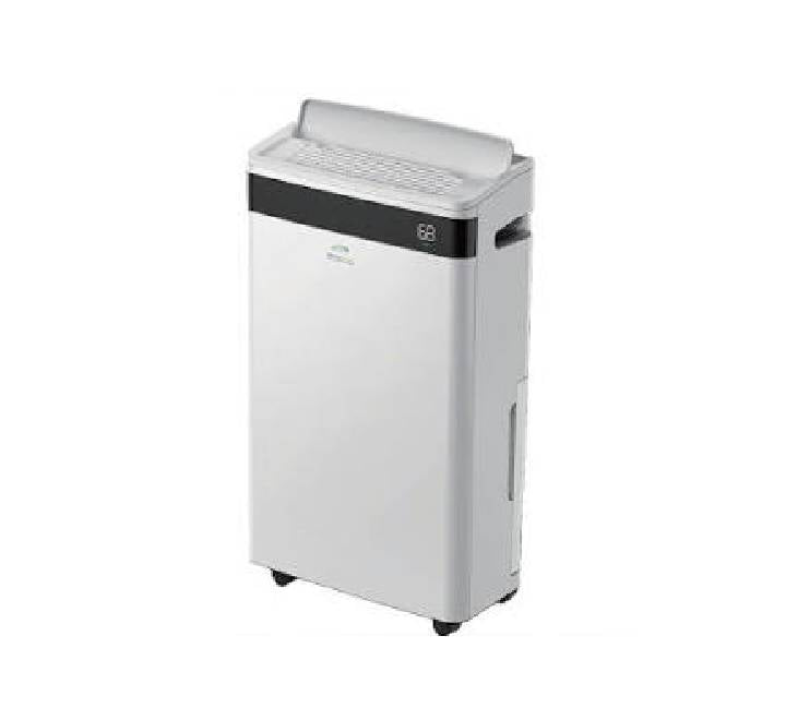 Green Dynamics DEHUM Breeze 20L 320W Dehumidifier front view showing LED control panel and sleek design.