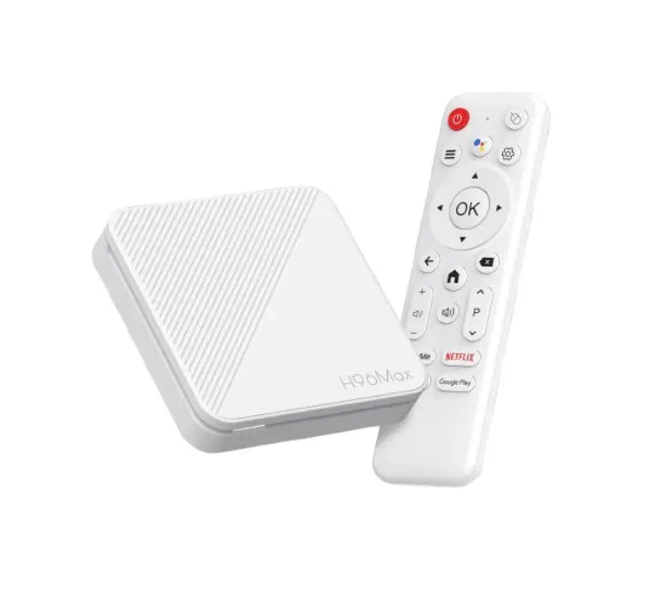 Side and back panel ports of H96 Max H313 white TV box showing HDMI, USB, and LAN slots