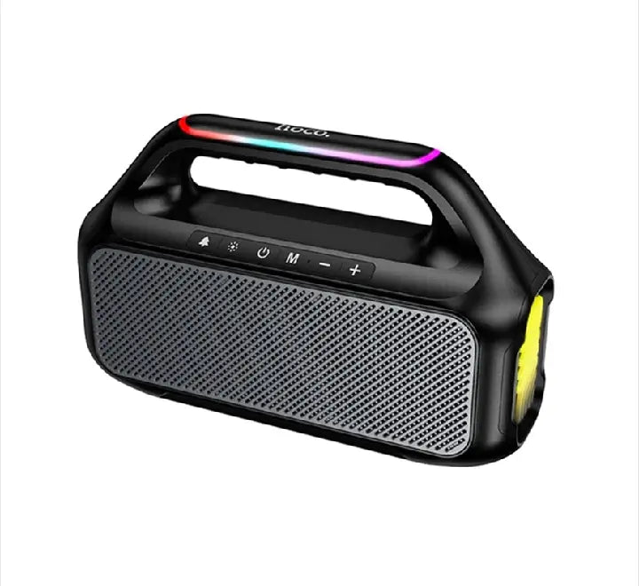 HOCO HC47 Delight 30W portable Bluetooth speaker in black with dynamic LED lighting front view