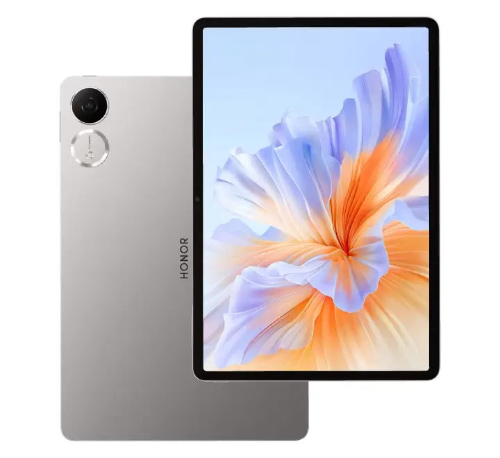 HONOR Pad V9 tablet rear view available in White and Gray metal finish with 13MP camera