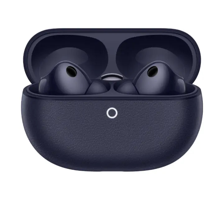 User wearing Huawei FreeBuds Pro 5 earbud displaying comfortable in-ear fit for music and calls.